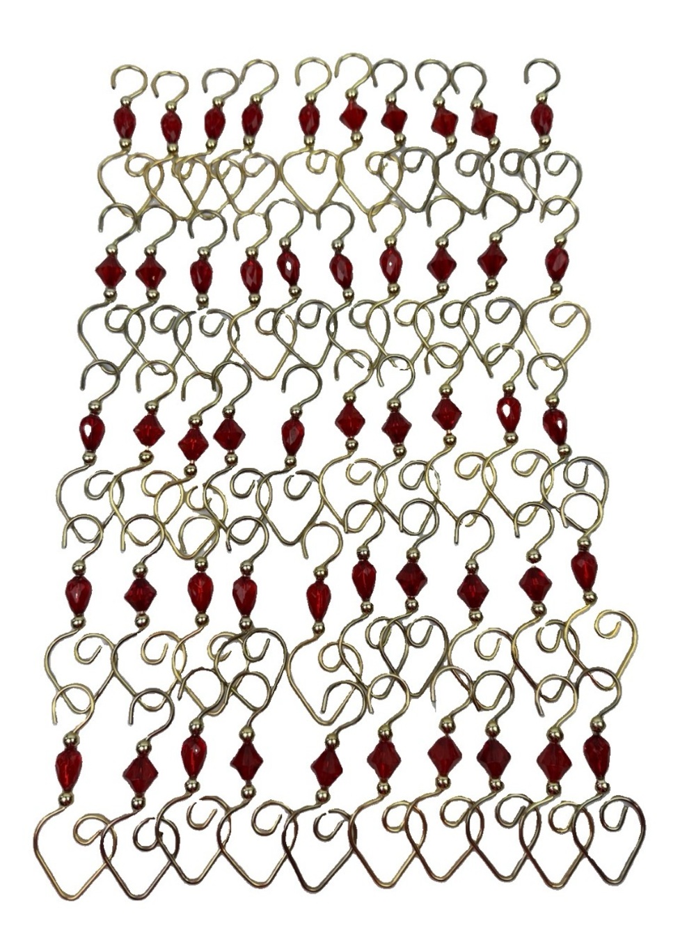 Ornament Hooks 50 Pcs Red Beaded S-Shaped Hangers Hook Swirl Gold